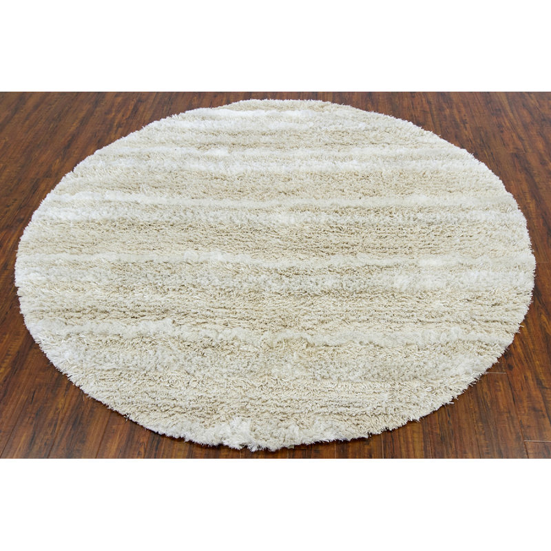 Hand Loomed Modern Area Rug in Cream/Beige, Round 7'9"