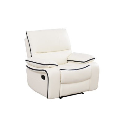 Fauteuil inclinable avec rangement pour le salon, cuir, blanc