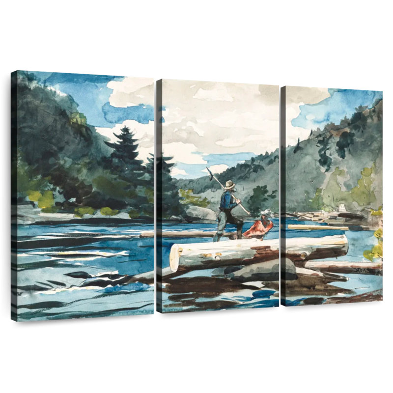 Alvord Hudson River Logging, H 48 po x l 74 po