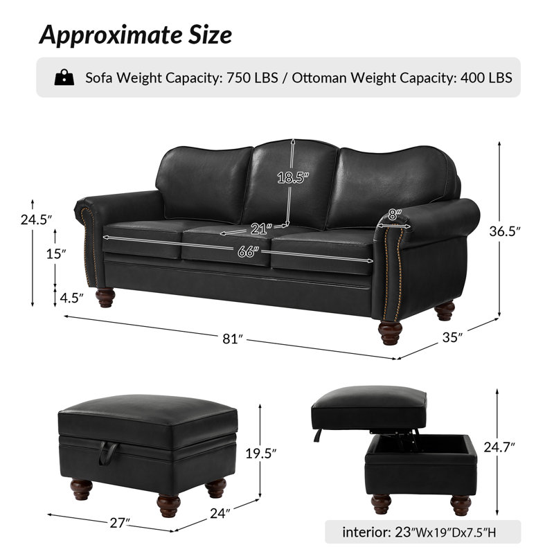 Dielle Transitional 2 Piece Sectional Sofa, Black
