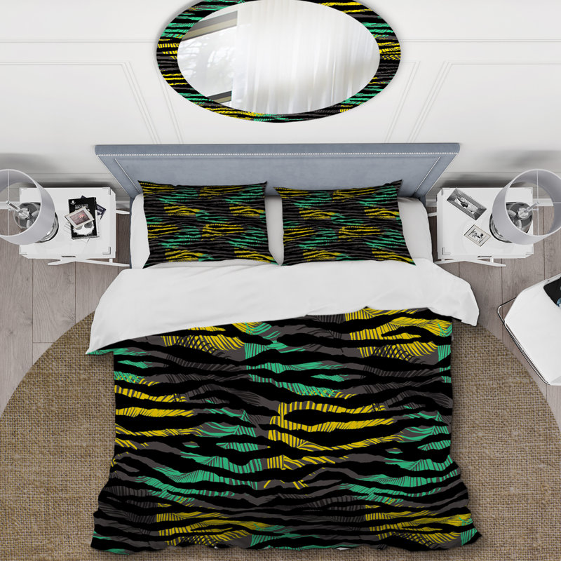 Colorful Palm Leaves Pattern II Polyester Animal Print Duvet Cover