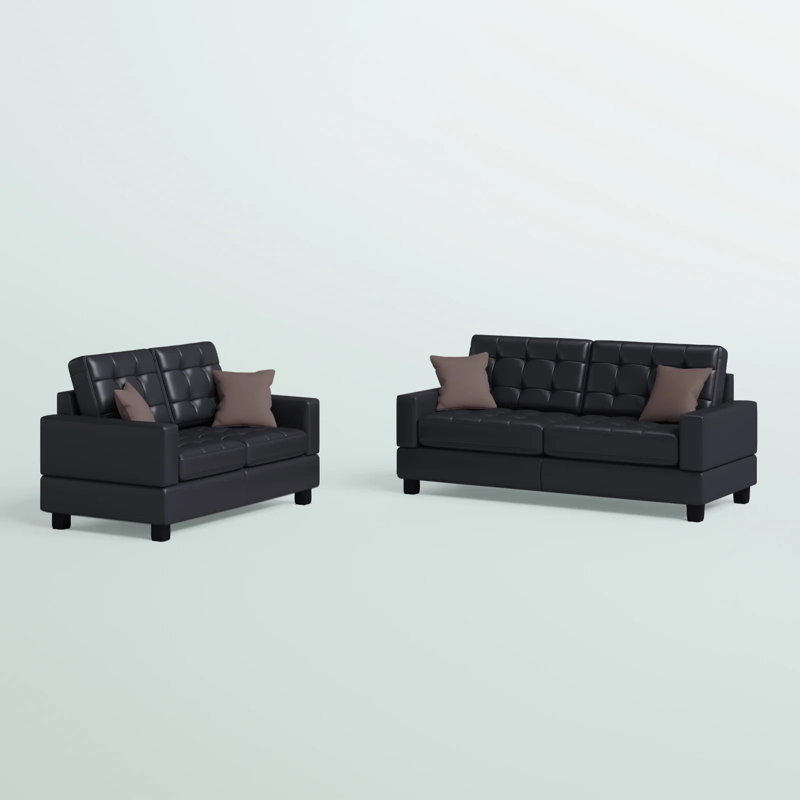 Ensemble de salon en simili cuir Philipppo 2, Noir
