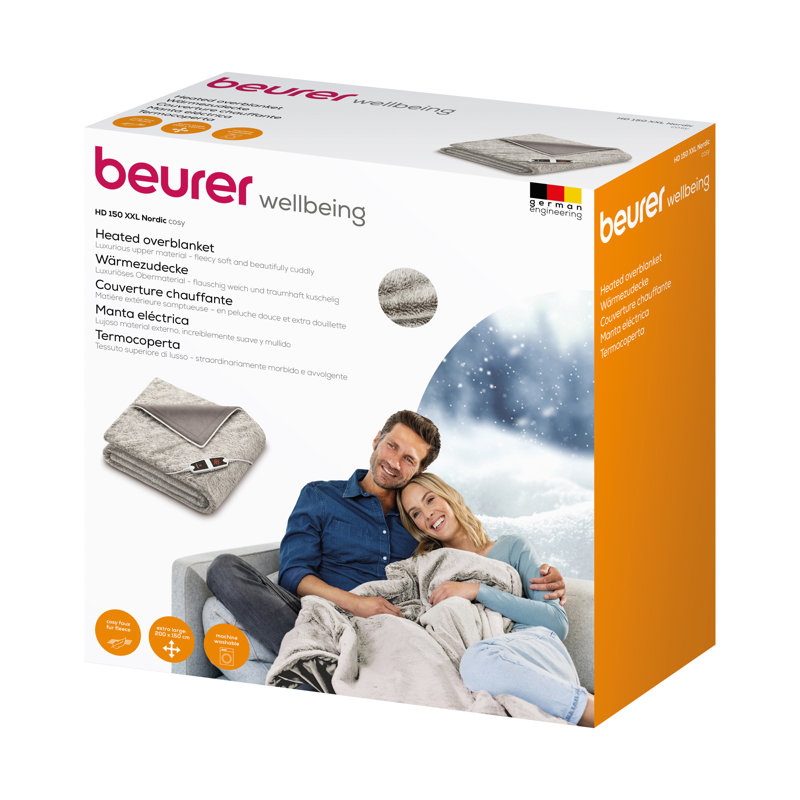 Beurer XXL Cosy Heated Throw 200x150cm, Grey