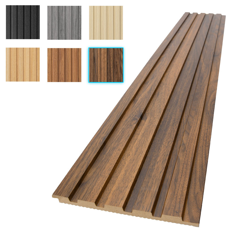 Paquet de 6 panneaux muraux en bois aggloméré 94,49 po x 7,44 po, panneaux de fibres à densité moyenne pour décoration intérieure moderne (29,29 pieds carrés / caisse)