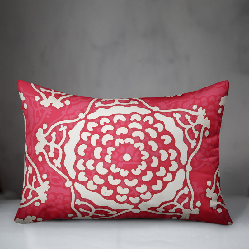 Outdoor Reversible Throw Pillow, Pink, Floral 2
