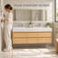 Meuble-lavabo double suspendu moderne Alvah 48 po avec comptoir en marbre, lavabos encastrés en porcelaine, tiroirs à fermeture amortie et éclairage intégré-948773942