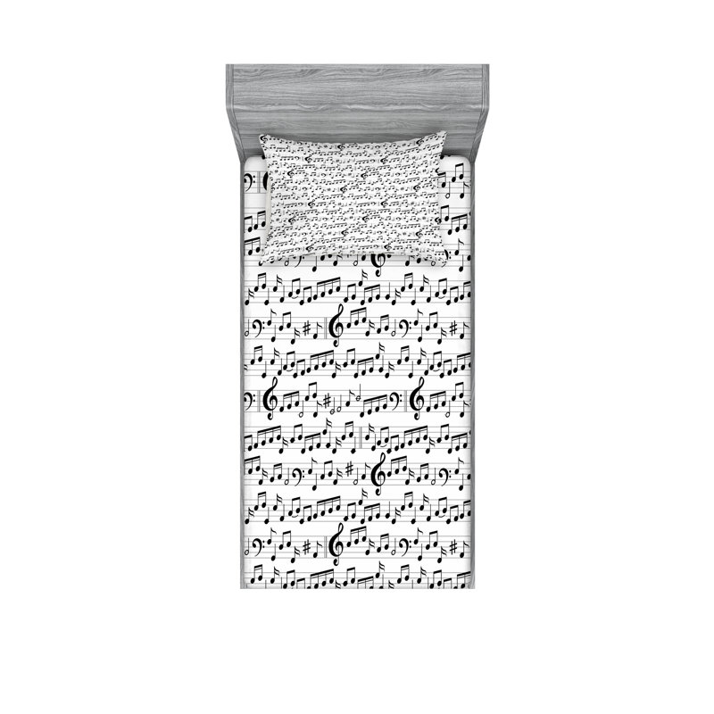 Drap-housse et coussin décoratif Ambesonne, Ensemble de draps pour lit simple + 3 pièces supp