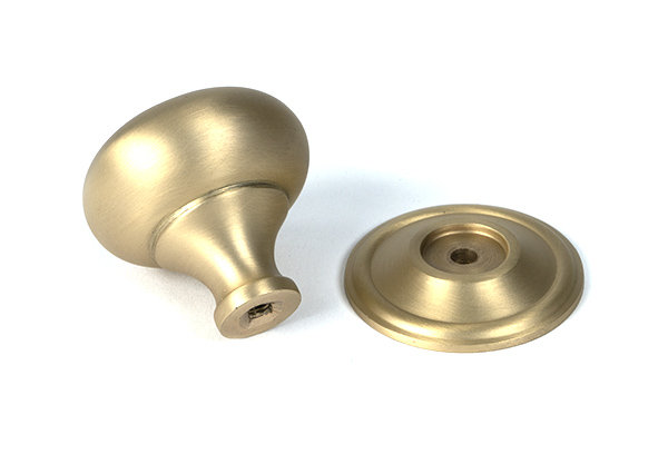 Mushroom Cabinet Knob, Satin Brass, 1.54" Knob Diameter