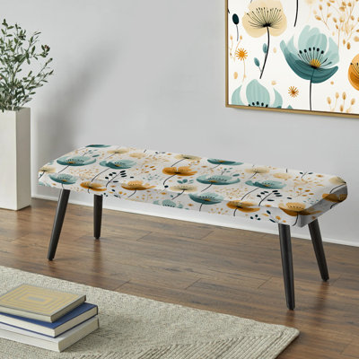 Banc rembourré floral noir