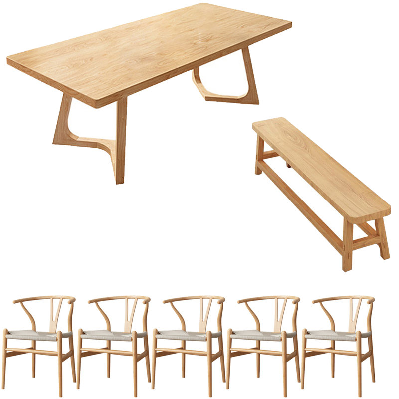 Ensemble de table de salle à manger simple en bois massif de style nordique, H 29,5 po x L 78,7 po x l 31,4 po