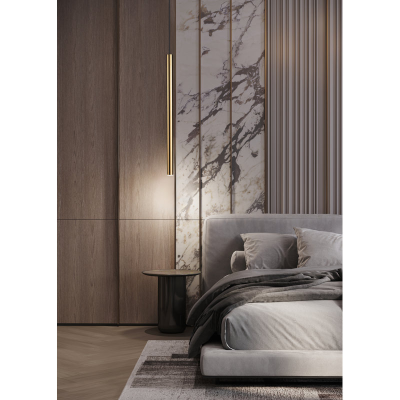 Luminaire suspendu 1 lumière Normani, H 23,75 po x l 4,75 po, Or brossé