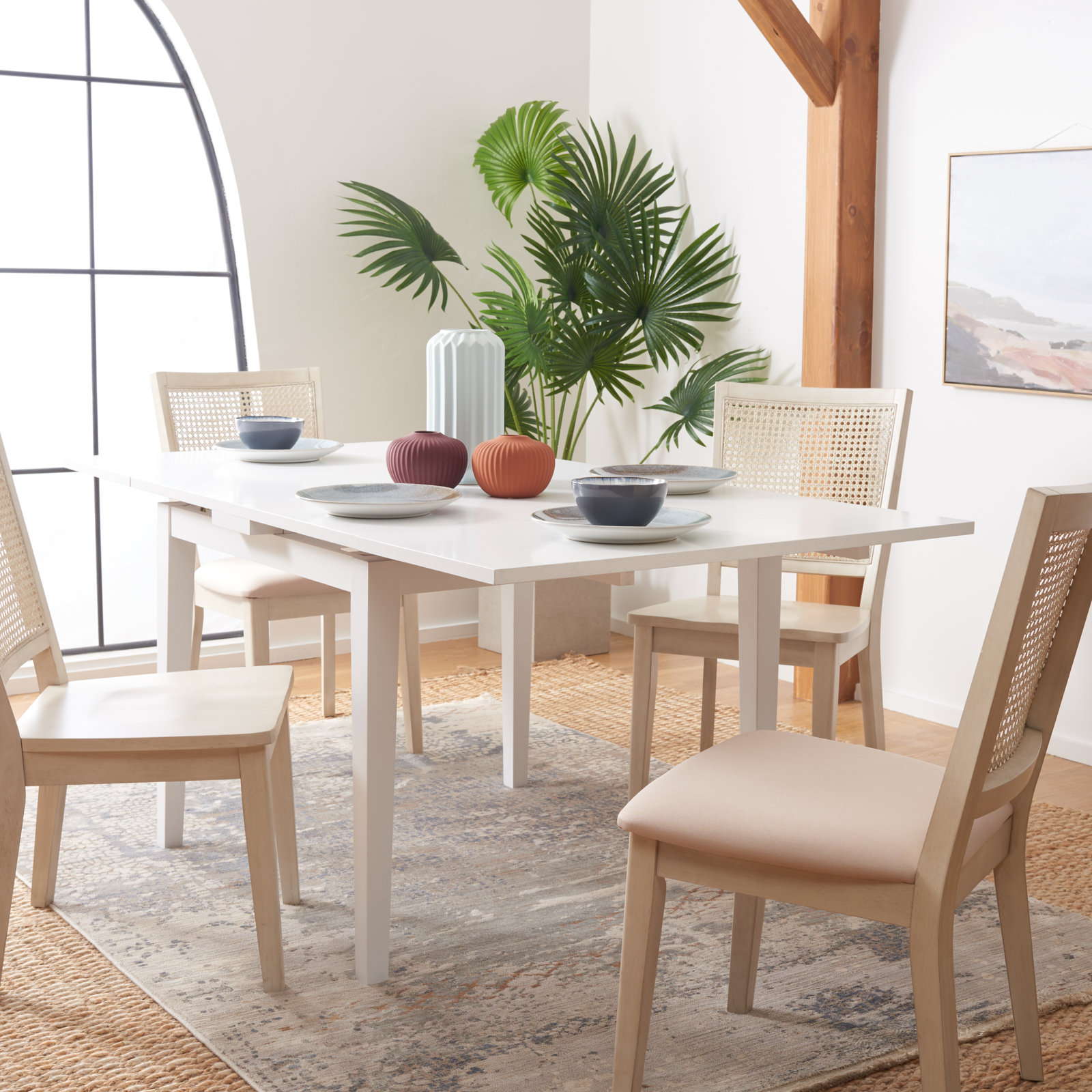 Arizona 69.5'' Extendable Dining Table, White Washed