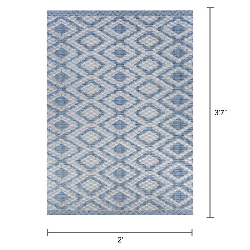 Temple Cloud Geometric Indoor / Outdoor Rug, Rectangle 2' x 3'7"