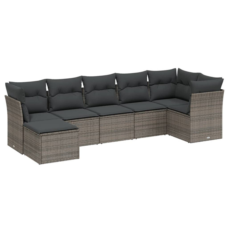 Ensemble de canapé de jardin en rotin de polyester 7 pièces Vidaxl