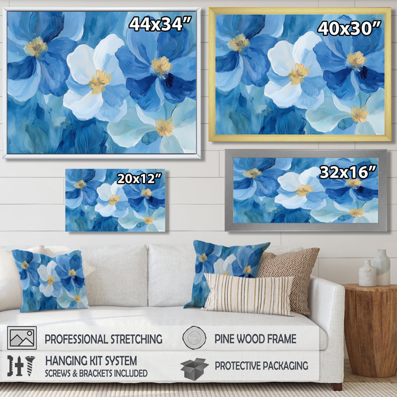 Indah - Floral Wall Art, Single Picture Framed Print, 30" H x 40" W, Black