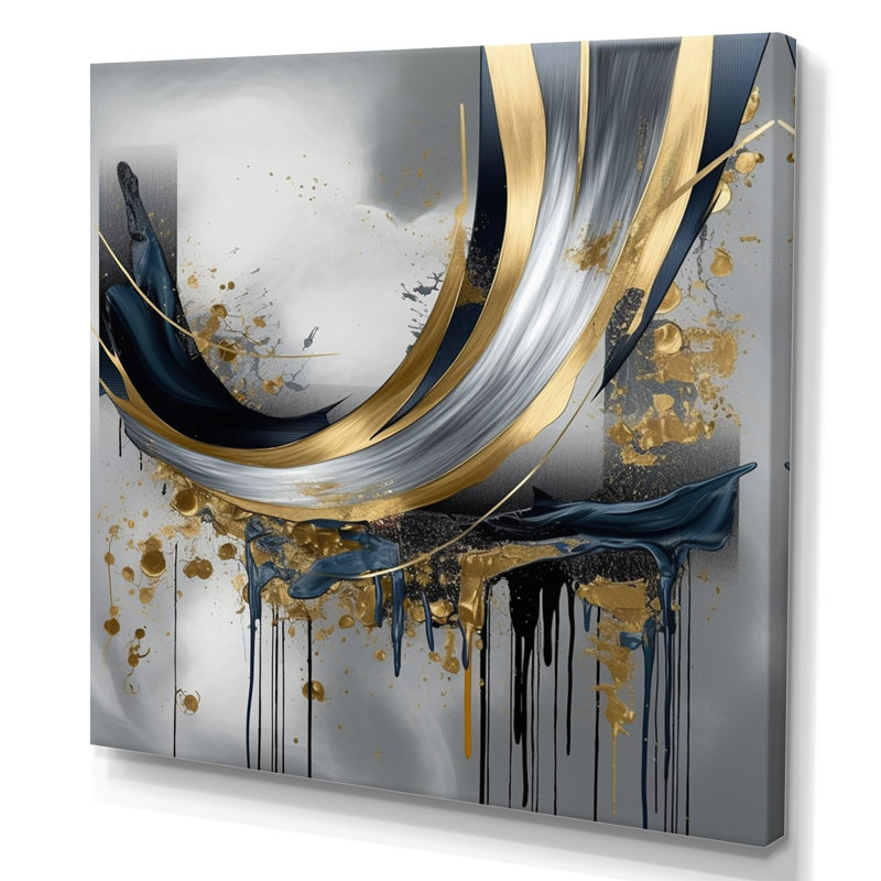 Shapes And Lines Abstract Marble V - impressions sur toile de marbre abstrait, H 24 po x l 24 po, Toile tendue, Sans cadre