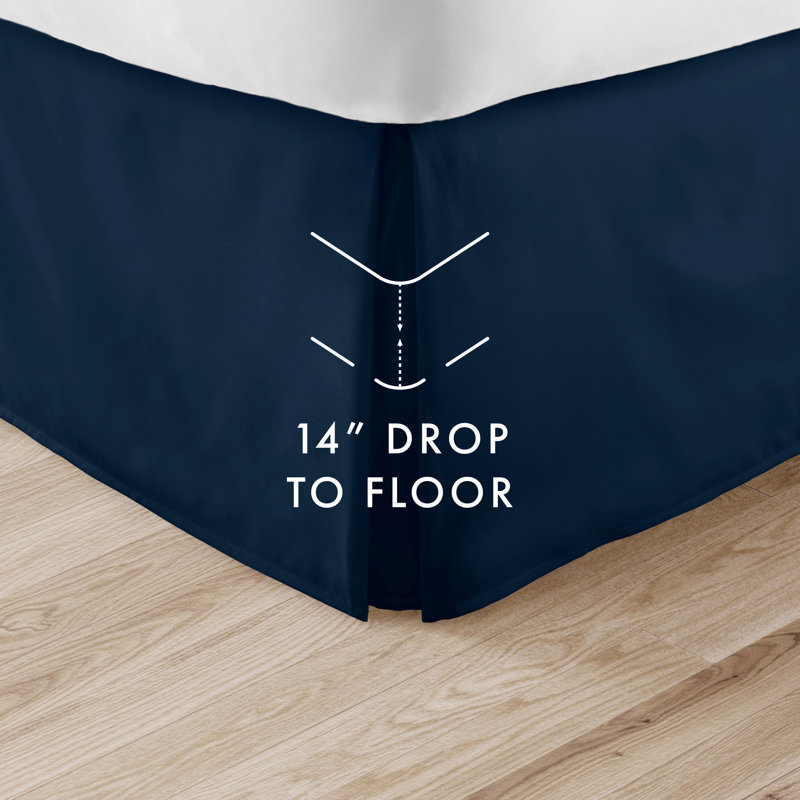 Navy Twin Pleated Cotton Polyester Bed Skirt