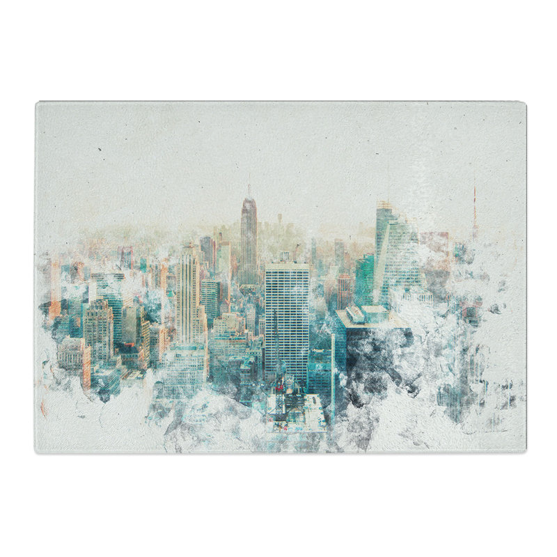 Tempered Glass Manhattan Skyline in New York Chopping Board, 20 cm x 28.5 cm