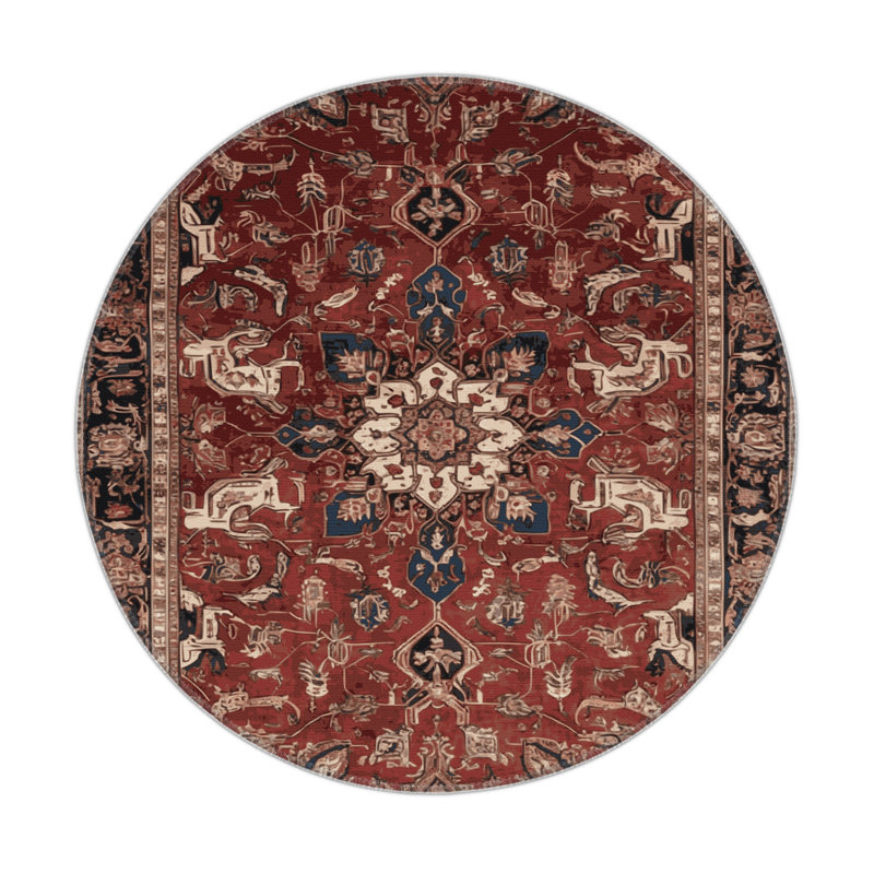 Tapis d'intérieur et d'extérieur brun Persian, Rond 5 pi