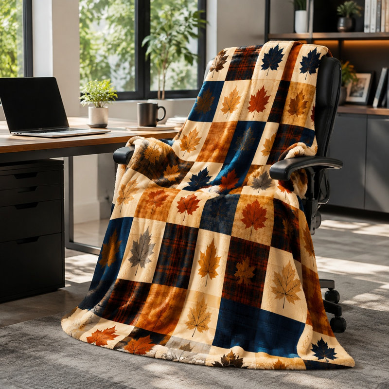 Jeté Cozy Plaid Maple Leaf, Jeté standard (l 50 po x L 60 po)