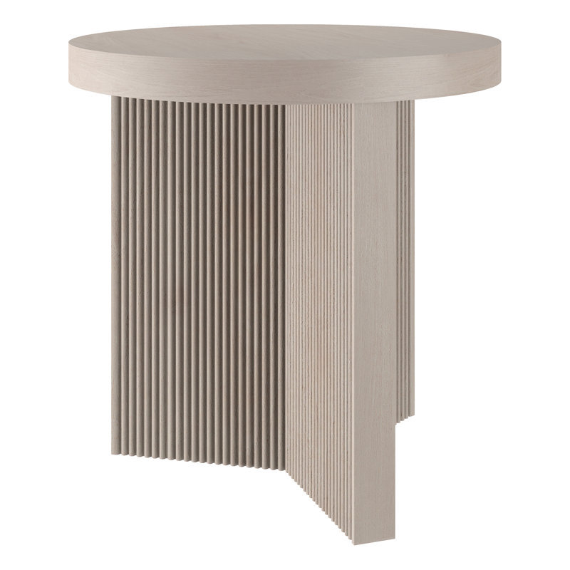 Brielle Pedestal End Table, White Wood, White