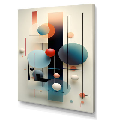 Rétro géométrie circulaire orange et bleu I - reproduction sur toile