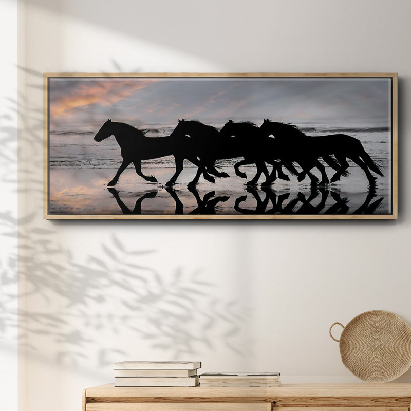 Beach Gallop- Framed Canvas, 20" H x 50" W