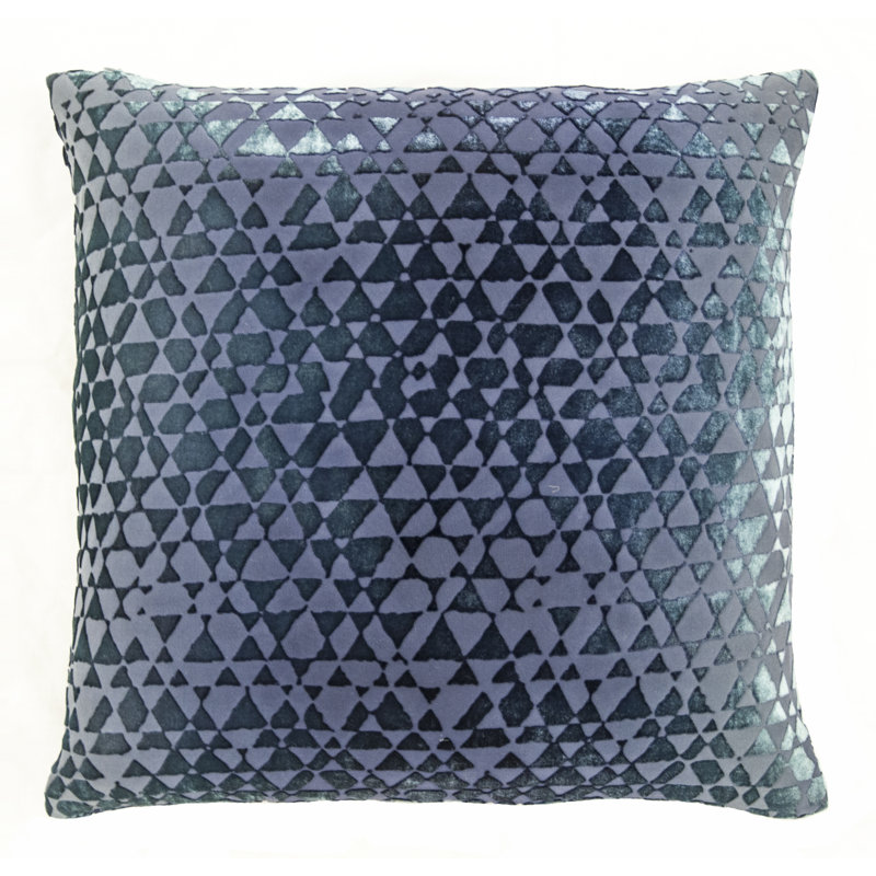 Triangles Square Velvet Pillow Cover & Insert, Shark, 20" x 20"