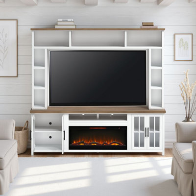 Brixham 97-inch Fireplace Entertainment Center for TVs up to 80 inches, Two-Tone Finish