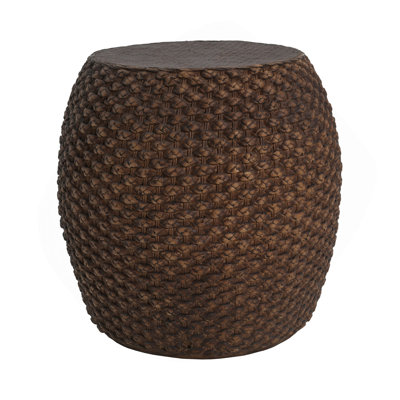 Faux Rattan Side Table For Both Indoor And Outdoor Use, Handmade Mgo, Brown