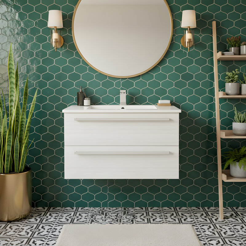 Silhouette 30" Single Sink Bathroom Vanity with Cultured Marble Top, White Chocolate