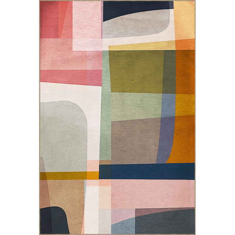 Sydney Multicolor Mixed Abstract Shape Pattern Modern Decorative Washable Rug, Runner 3'3" x 9'10" Rug Pad Included