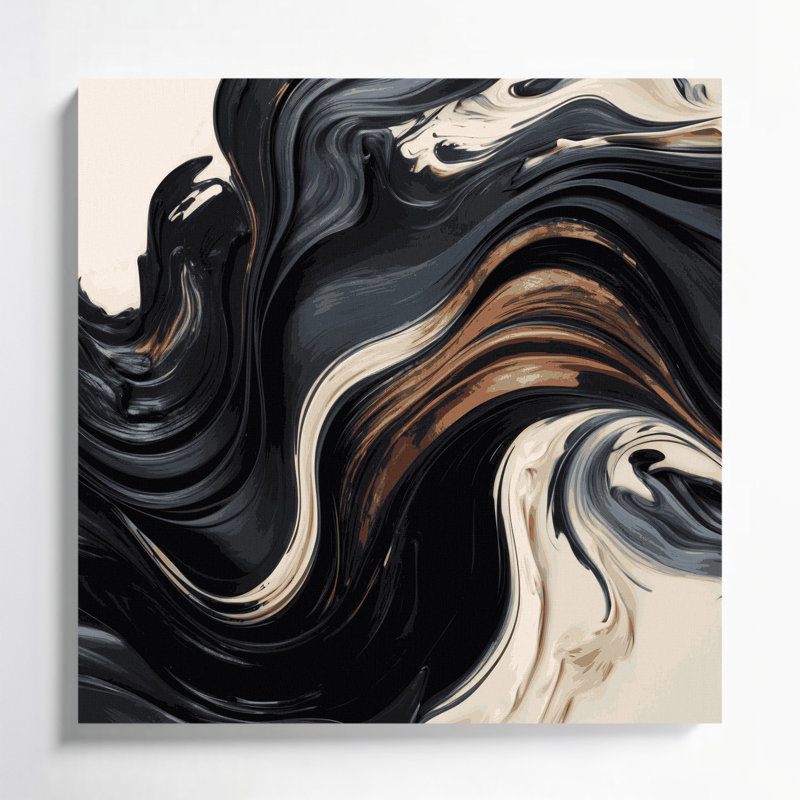«Lyrical Abstraction 50», art mural sur toile grise, H 32 po x l 32 po