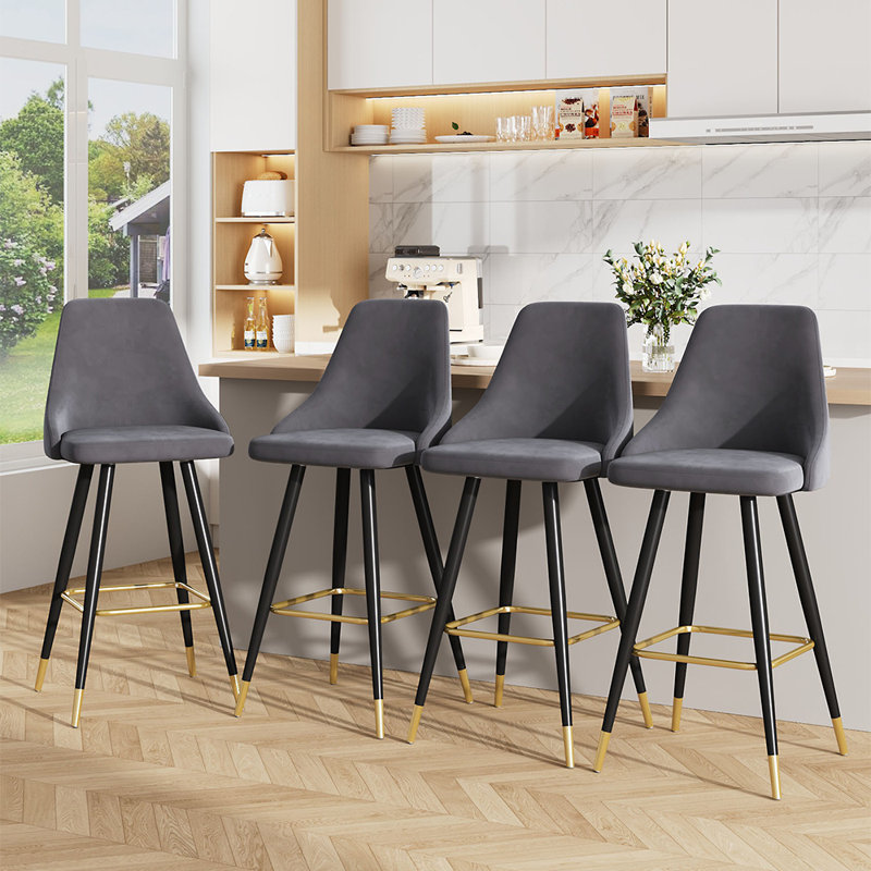 Abbiegale Upholstered Counter Stool with Metal Frame