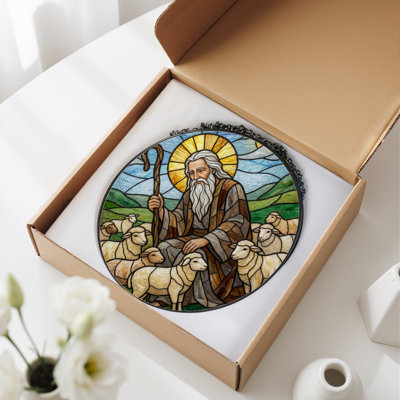 Panneau de vitrail Shepherd Sheep