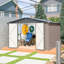 Abri de jardin en métal brun de 3 m de large, avec portes verrouillables et ventilation, idéal pour ranger l'équipement de votre terrasse ou jardin.