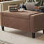 Banc de rangement avec repose-pieds avec dessus relevable et pieds, banc d'entrée en lin rembourré