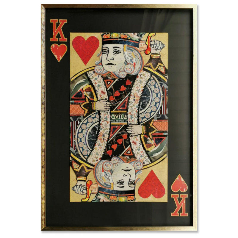 Carte à jouer «King of Heart», Noir, Encadrement doré