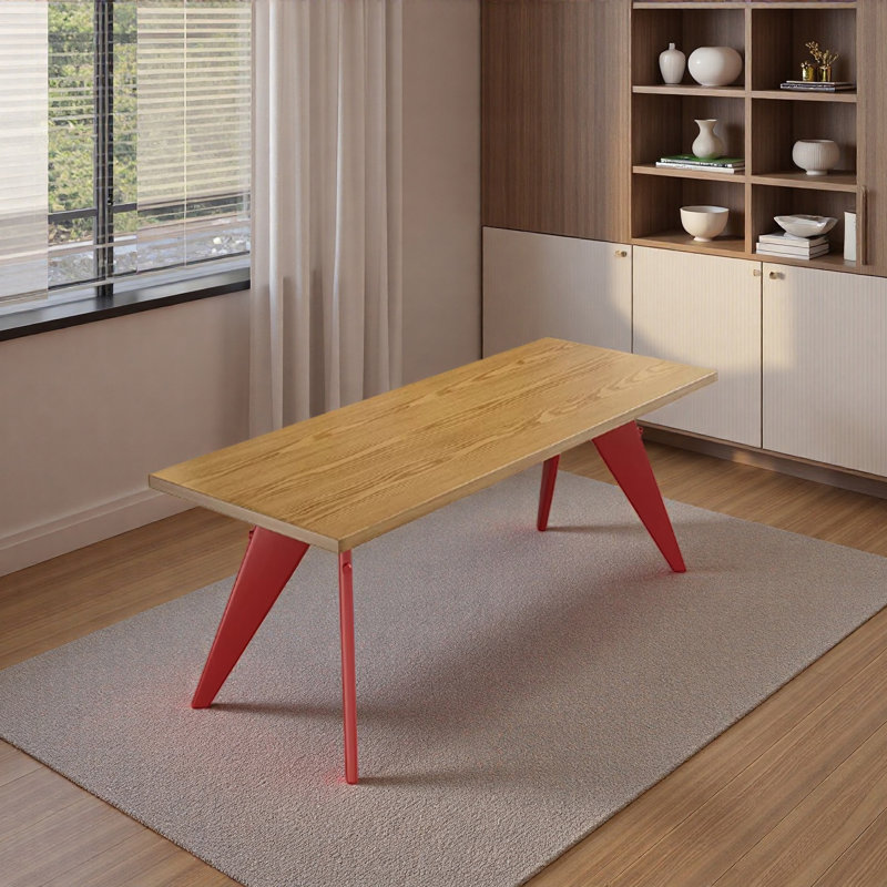 Bureau rectangulaire moderne, durable et multifonctionnel, H 29,52 po x l 62,99 po x P 31,49 po, Brun clair / rouge