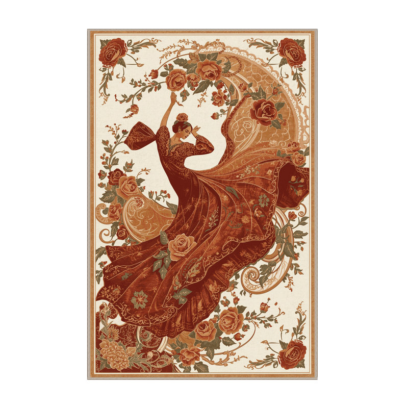 Tapis floral doux et moelleux à motif floral brun et beige Jamarcus, 2 x 5