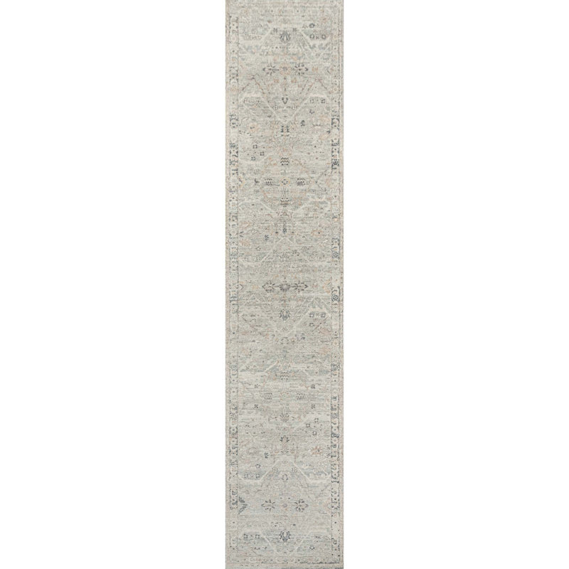 Hand Knotted Wool Floral Indoor Rug, Runner 2'6" x 12'