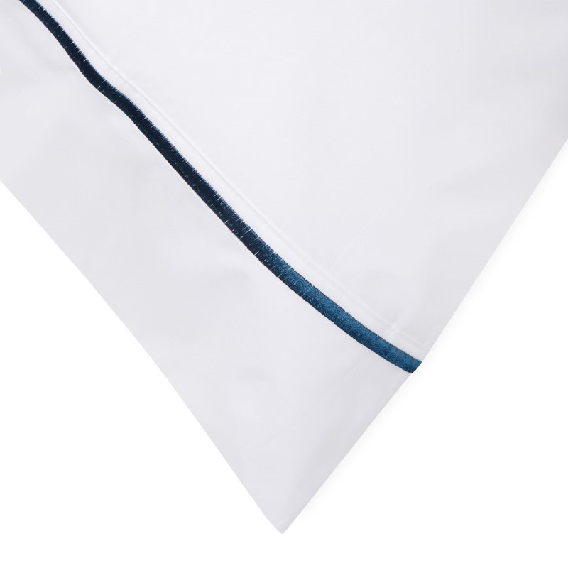 1000 Thread Count Single Stripe Embroidery Sheet Set, Blue, Queen Sheet Set + 1 Fitted Sheet + 2 Pillowcases