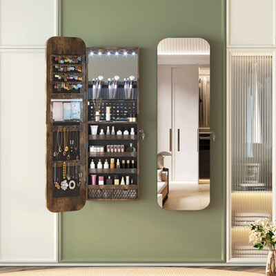14.5'' Wide Over the Door Jewellery Armoire with Mirror