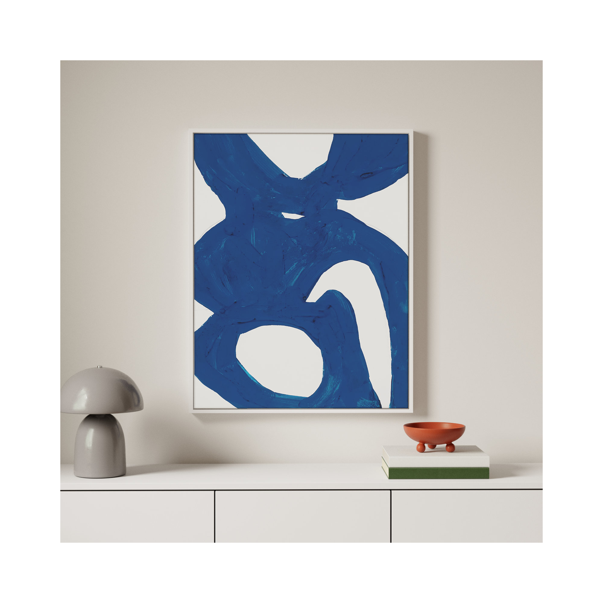 Blue Harmony 1 by Andrea Stokes, White Framed, 38" H x 30" W x 1.375" D