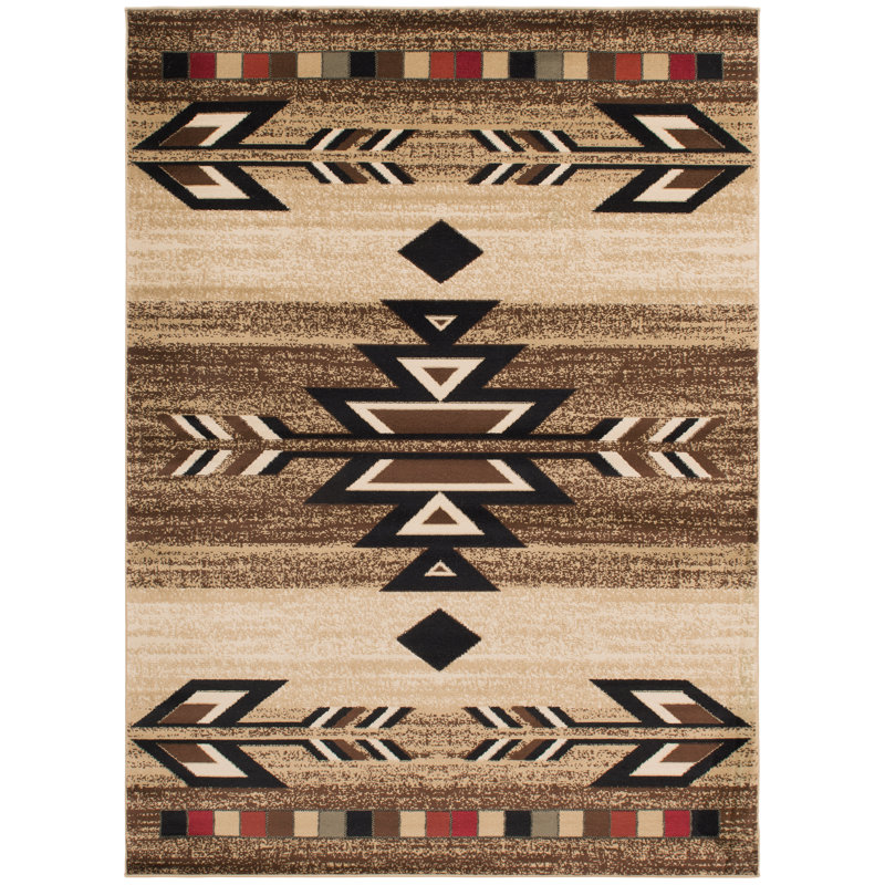 Tapis beige / brun Haysi Southwestern, Rectangle 2 pi 2 po x 3 pi 3 po