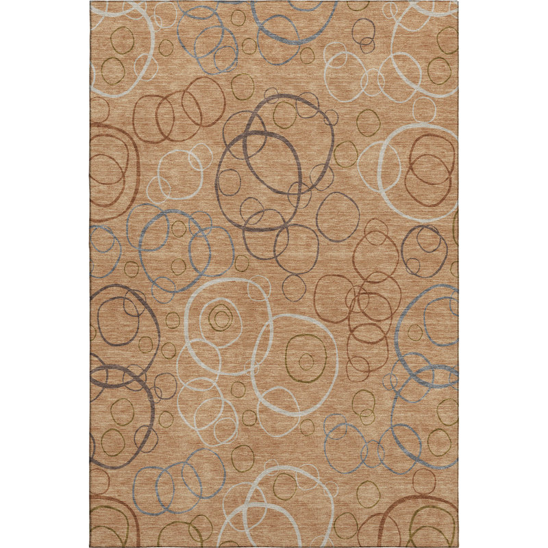 Premium Machine Washable Mayfield AMF2408 Bubbles Rug, 5' x 7'6", Copper
