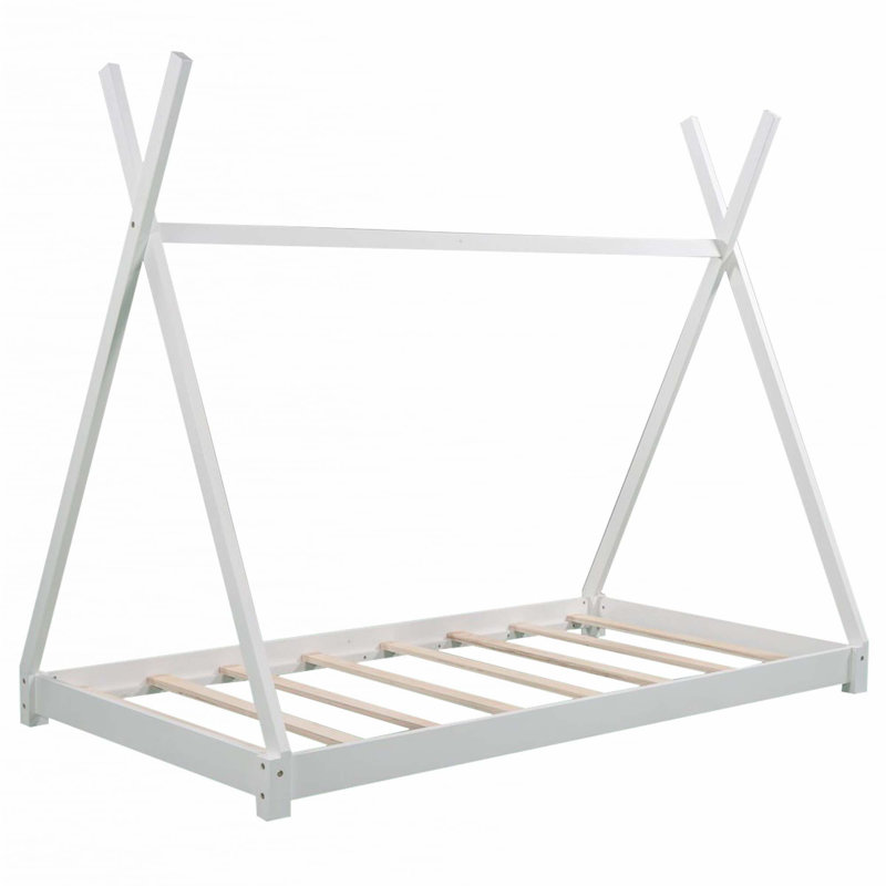 Lit plateforme simple avec structure triangulaire, Blanc