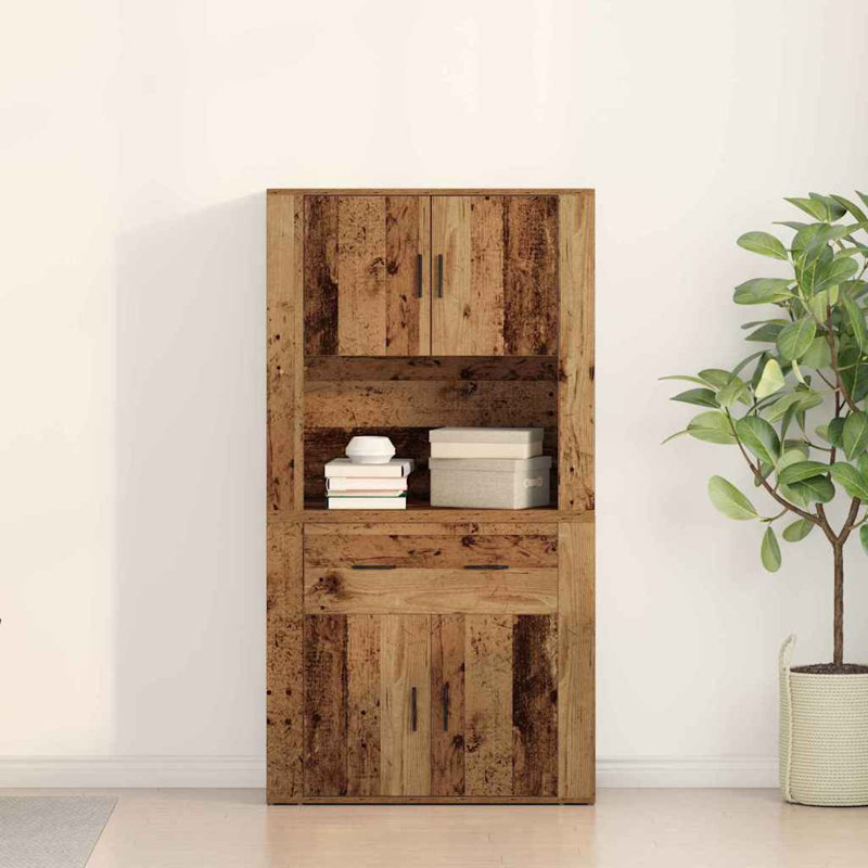 Highboard With Drawer 80 X 33 X 150 Cm Engineered Wood, Old Wood