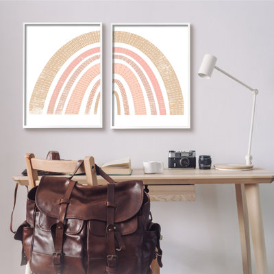 Abstract Pink Neutral Kid's Rainbow Arches Striped Patterns 2 - Piece Graphic Art Set -  Stupell Industries, a2-245_wfr_2pc_24x30