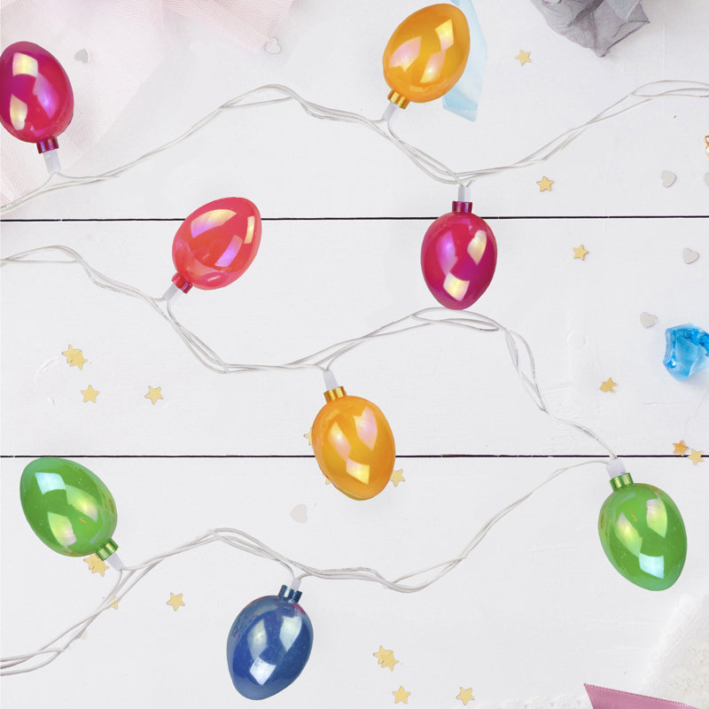 10-Count Pearl Multi-Coloured Easter Egg String Light Set 7.25ft White Wire